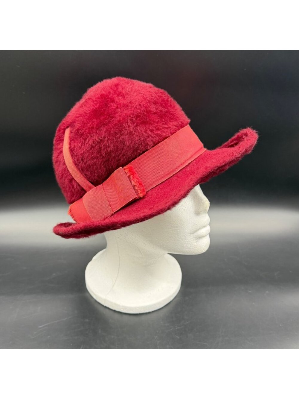 Vintage Red Fur Felt Hat La Vienne Austria Kurt Jr Mid Century Burgundy Maroon